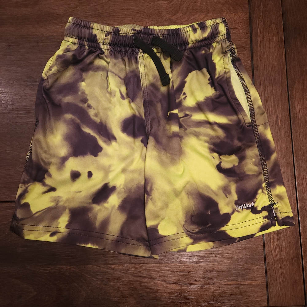 Athletic Works Lime and Black Tie Die Elastic Waist Shorts Boys 6/7